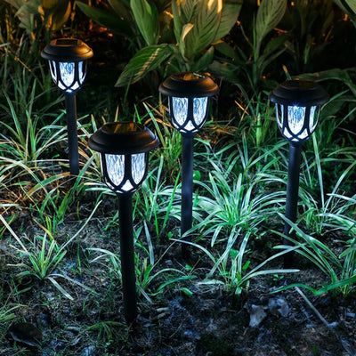 Petite Borne Solaire Lumineuse de Jardin LED Blanc Froid