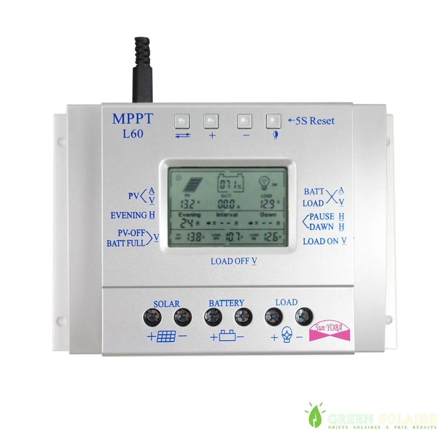 RÉGULATEUR DE CHARGE SOLAIRE MPPT L60A 12V/24V