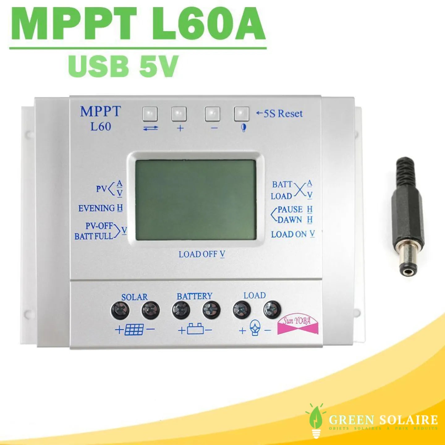 RÉGULATEUR DE CHARGE SOLAIRE MPPT L60A 12V/24V