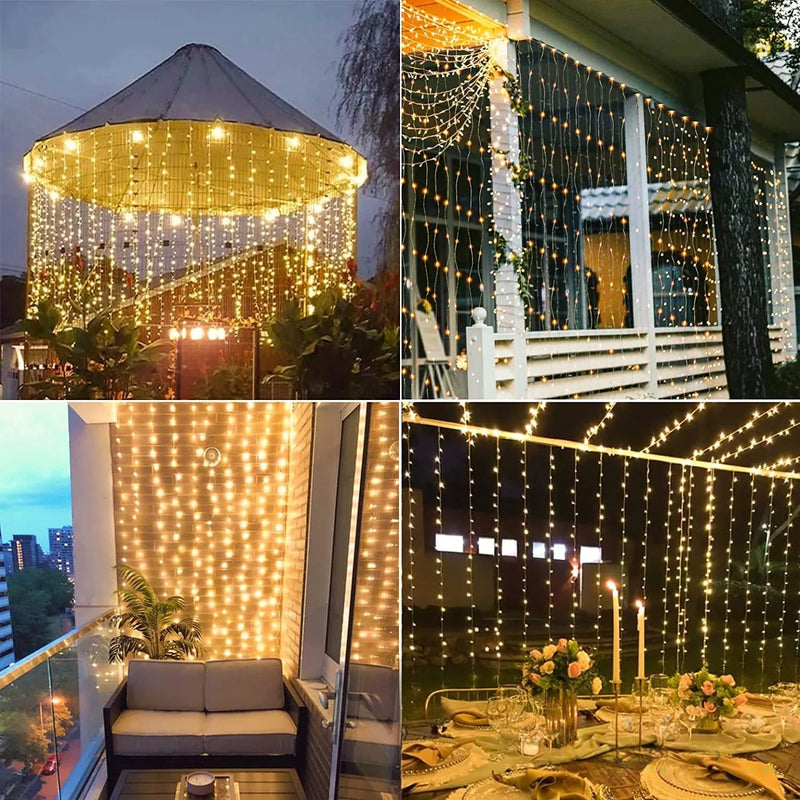 Rideau Lumineux Solaire LED Guirlande Extérieure