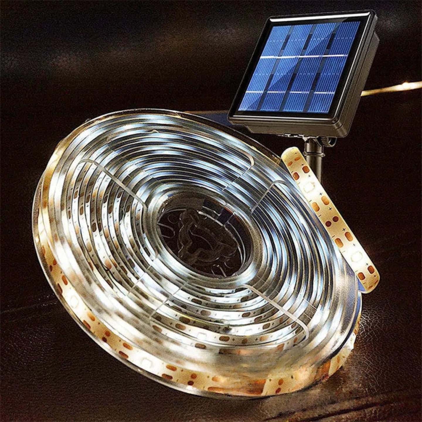 Ruban LED solaire extérieur étanche 5 mètres jardin blanc chaud