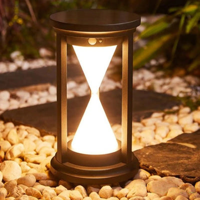 Luminaire solaire extérieur design sablier LED jardin