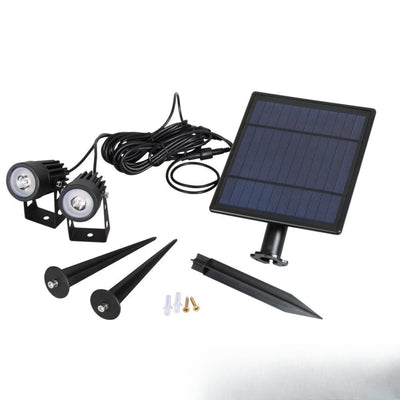 Kit complet spot solaire lumière blanche avec panneau et piquets