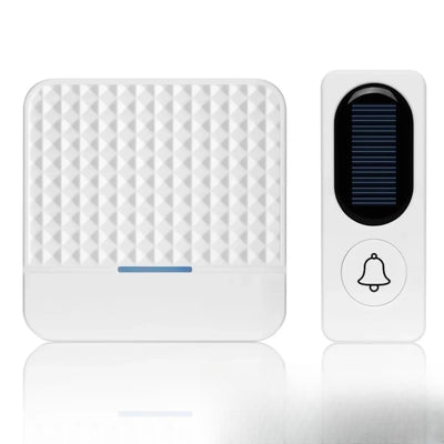 Sonnette sans fil solaire coloris blanc récepteur et bouton
