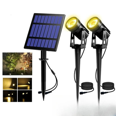 Spot solaire lumière jaune avec panneau déporté jardin