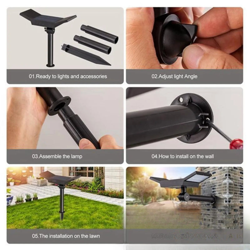 Spot solaire double à piquer LED pour jardin