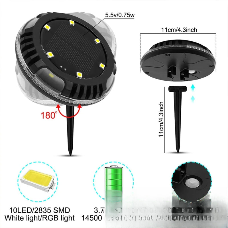 Spot solaire orientable de sol blanc chaud LED pour jardin