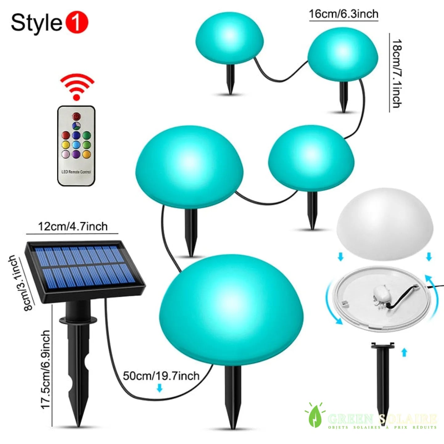 SPOT SOLAIRE DE JARDIN COULEUR CHANGEANTE TÉLÉCOMMANDE