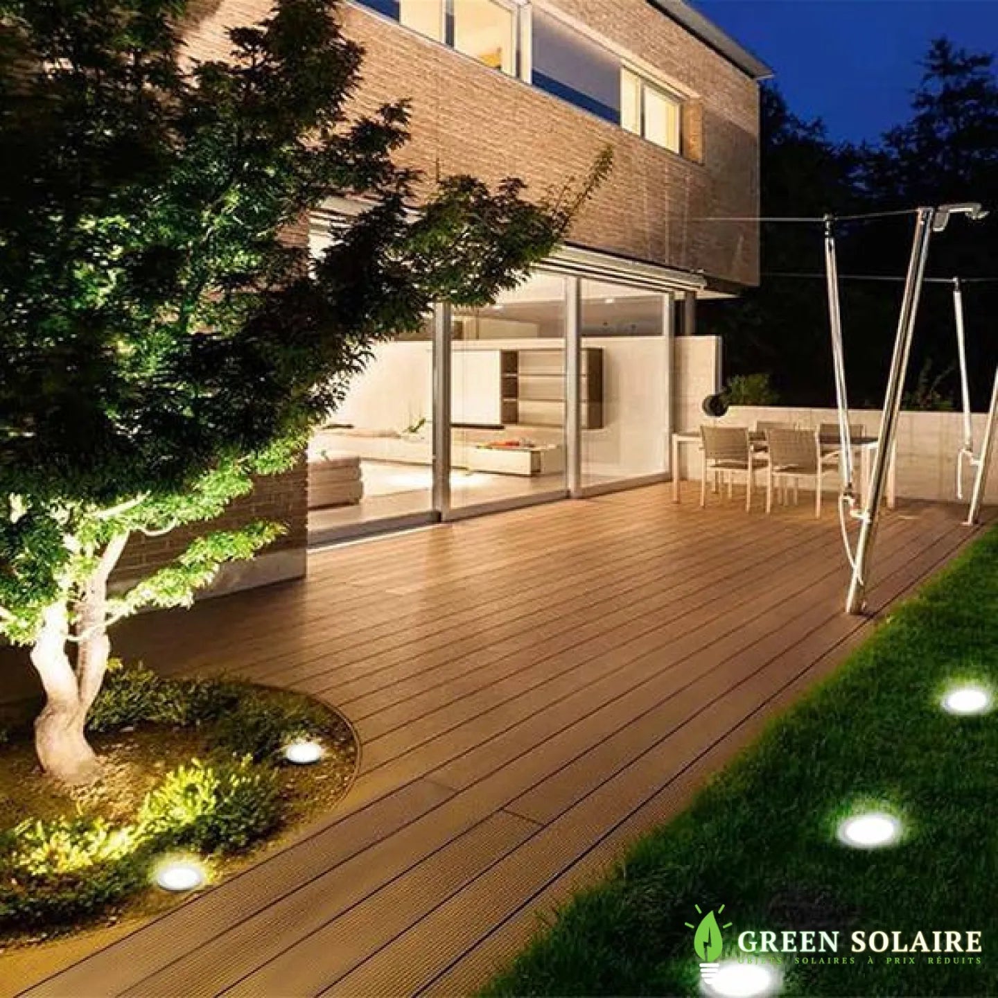 Spot solaire encastrable de jardin rond