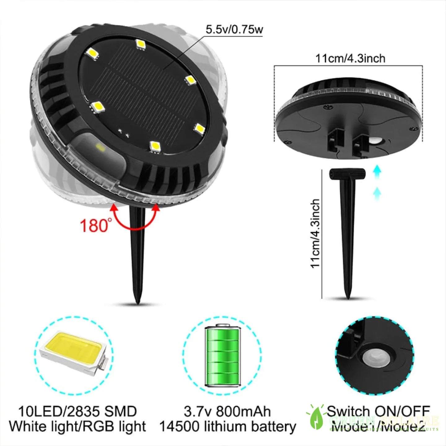 SPOT SOLAIRE ORIENTABLE DE SOL BLANC CHAUD