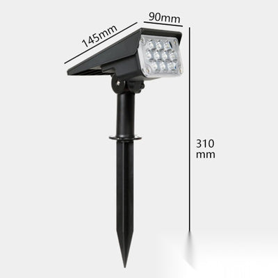 Spot solaire à piquer LED, dimensions 145 mm x 90 mm
