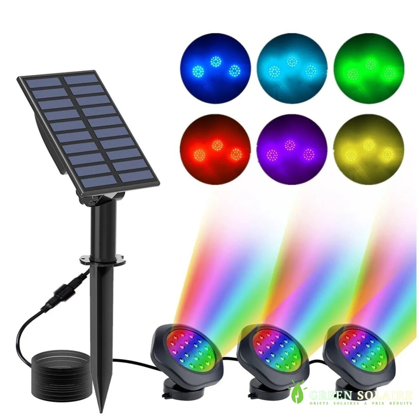 SPOT SOLAIRE SUBMERSIBLE POUR BASSIN COULEUR RGB