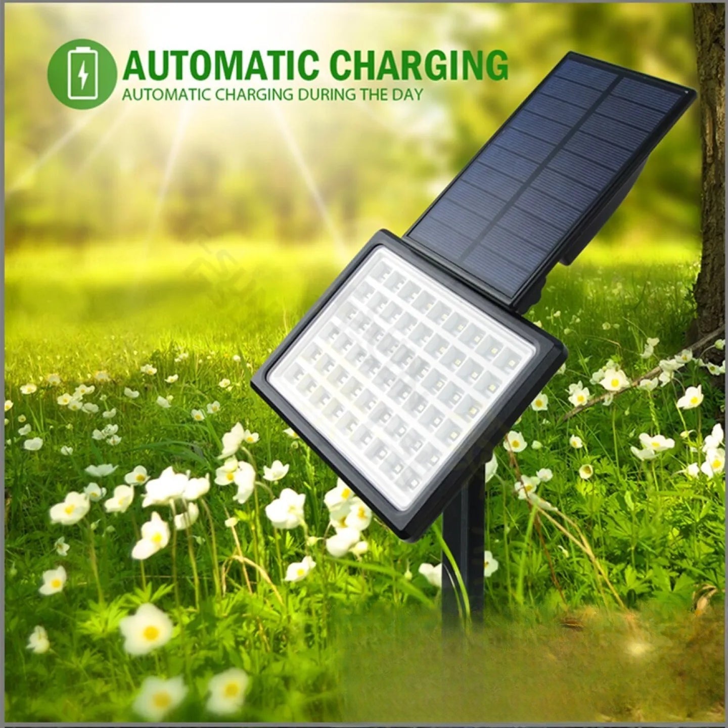 Spot solaire de jardin puissant 54 LED extérieur