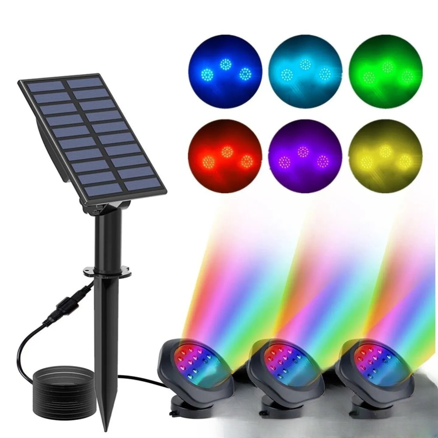 Spot solaire submersible bassin couleur RGB étanche - vue produit