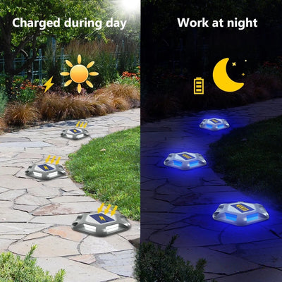 Spot solaire encastrable bleu charge le jour éclaire la nuit
