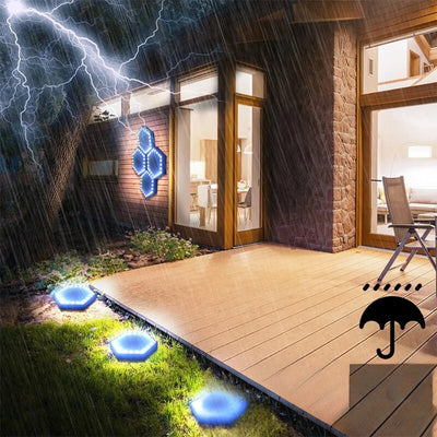 Spot solaire encastrable étanche sur une terrasse sous la pluie