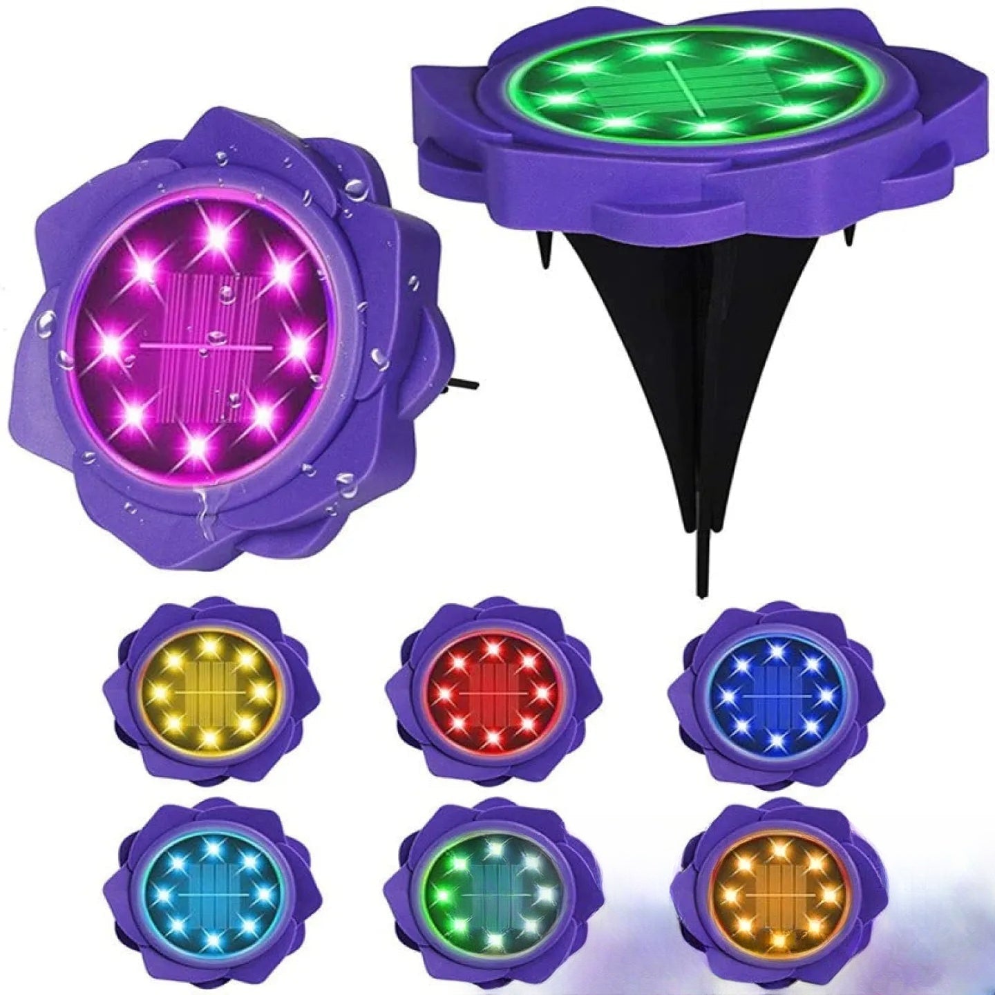Spot solaire encastrable décoratif LED extérieur multicolore - vue produit