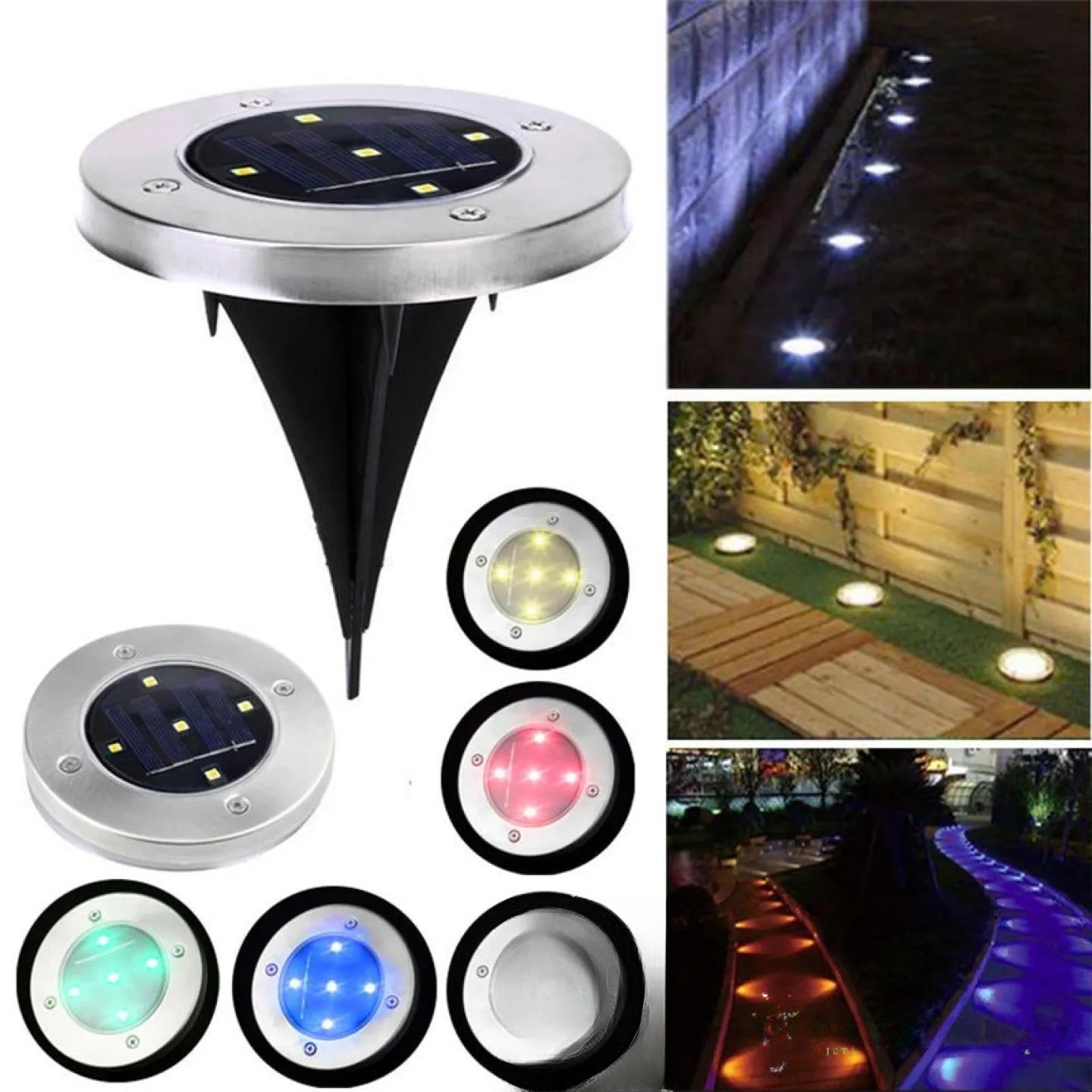 Spot solaire encastrable multicolore pour sol extérieur