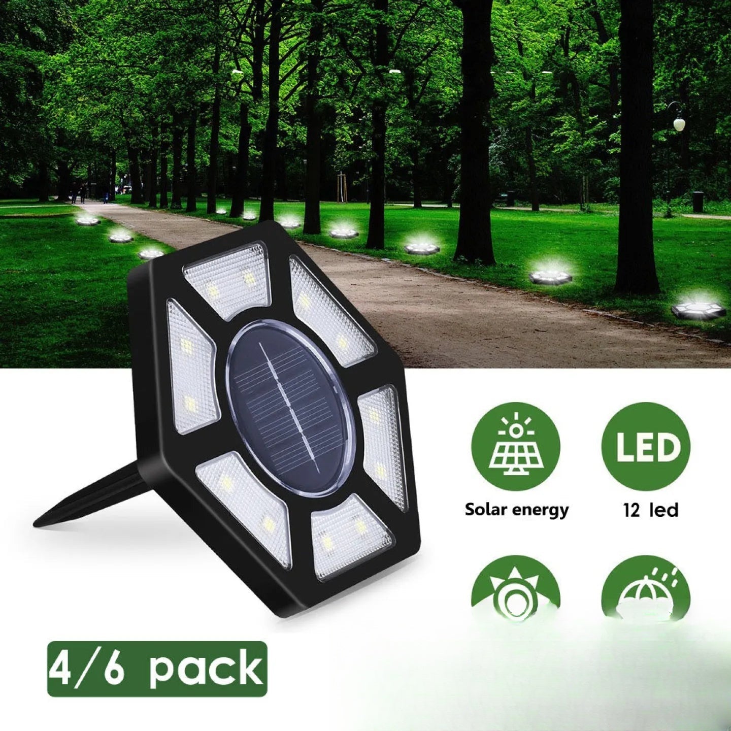 Spot solaire encastrable pelouse LED jardin extérieur