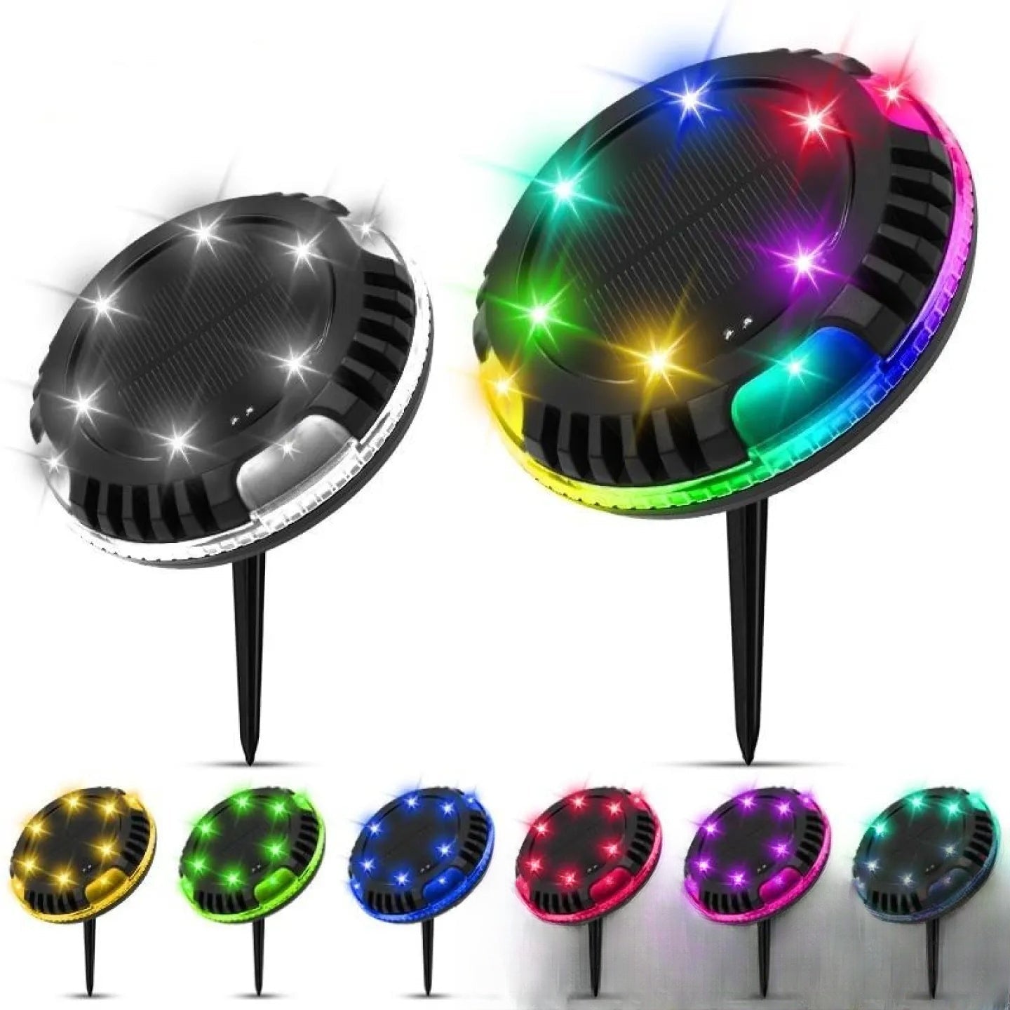 Spot solaire inclinable multicolore RGB de jardin - vue produit et coloris