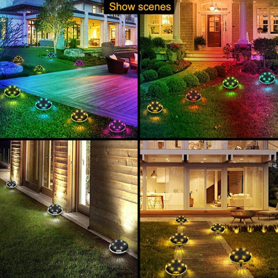 Spot solaire inclinable RGB - mises en situation jardin
