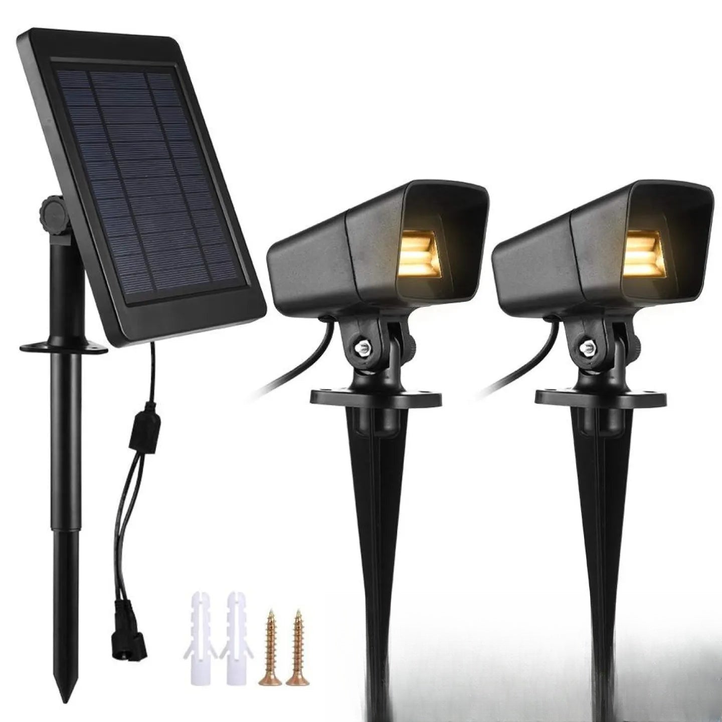 Spot solaire puissant avec panneau déporté LED jardin
