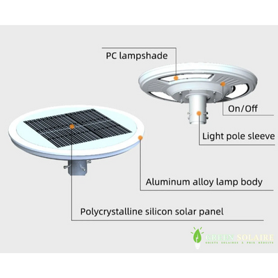 Tête de lampadaire solaire couleur changeante