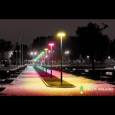 Tête de lampadaire solaire LED multicolore extérieur