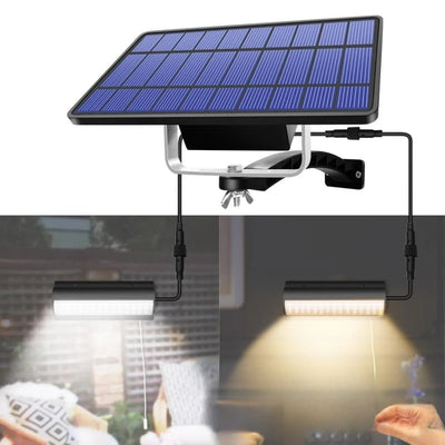 Éclairage solaire avec tirette et panneau déporté extérieur