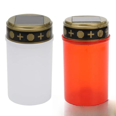 Lanterne solaire pour tombe cimîtière LED bougie blanc et rouge