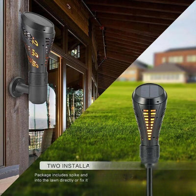 Torche Solaire Effet Flamme LED Décoration Jardin