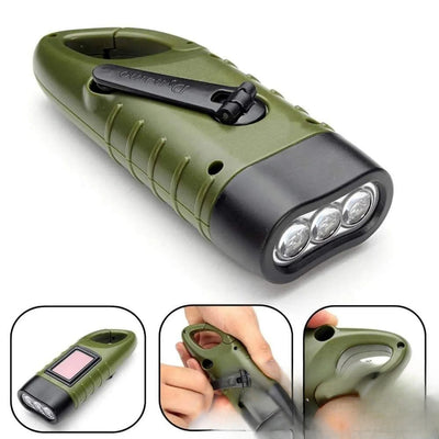Lampe torche solaire à dynamo LED rechargeable - vue produit