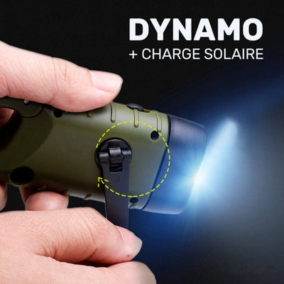 Lampe torche solaire à dynamo et charge solaire