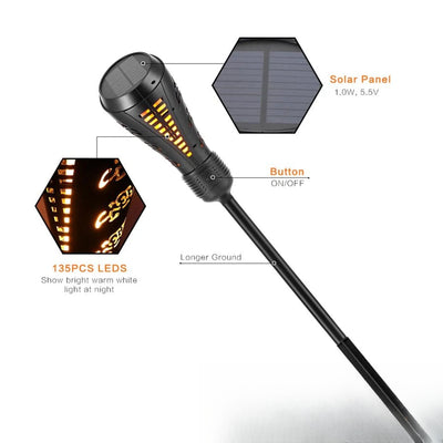 Torche Solaire Effet Flamme LED Décoration Jardin – torche plantée dans le jardin
