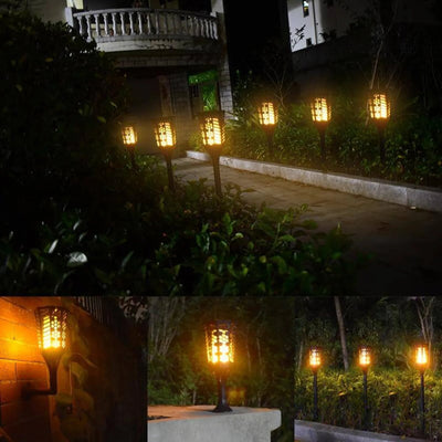 Torche Solaire Jardin Effet Flamme LED Lot de 2