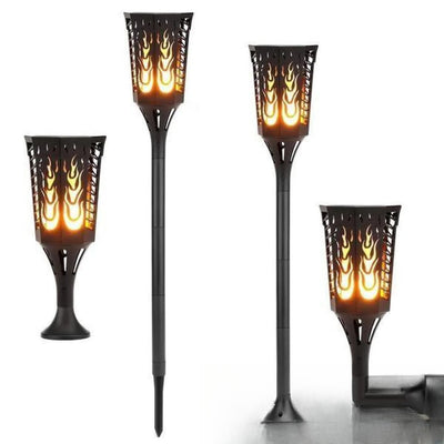 Torche Solaire Jardin Effet Flamme LED Lot de 2 – torches plantées dans le jardin