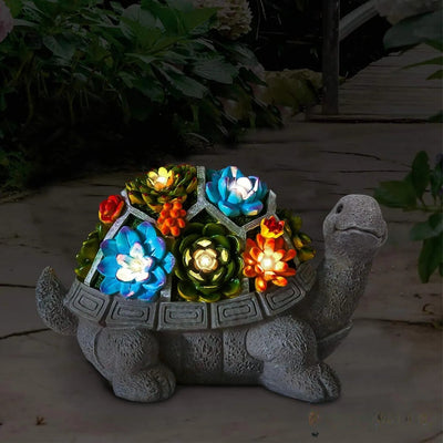 Tortue Solaire Jardin Décoration LED Lumineuse Extérieur – tortue décorative posée au jardin