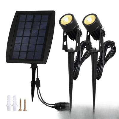 Spot Solaire LED Orientable Extérieur 2 Têtes – panneau solaire intégré et recharge autonome