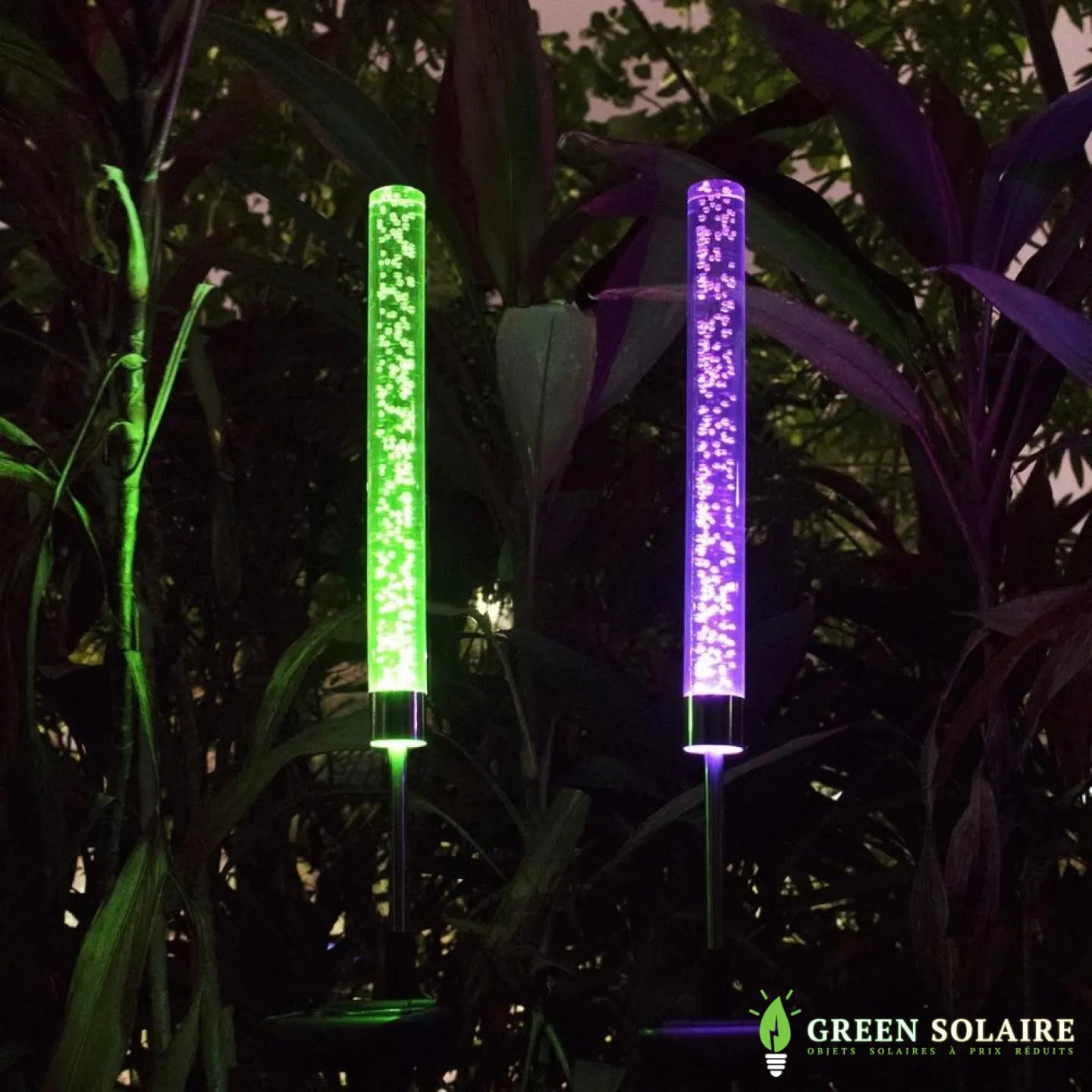 Tube LED Bulle Décoration Solaire pour Jardin - LOT DE 2