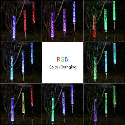 Tube LED Bulle Solaire Décoration Jardin Lot de 2 – tubes décoratifs plantés au jardin
